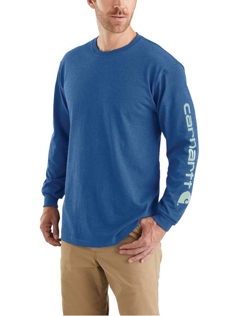 Carhartt LOOSE FIT HEAVYWEIGHT LONG SLEEVE LOGO SLEEVE GRAPHIC T-SHIRT Blue